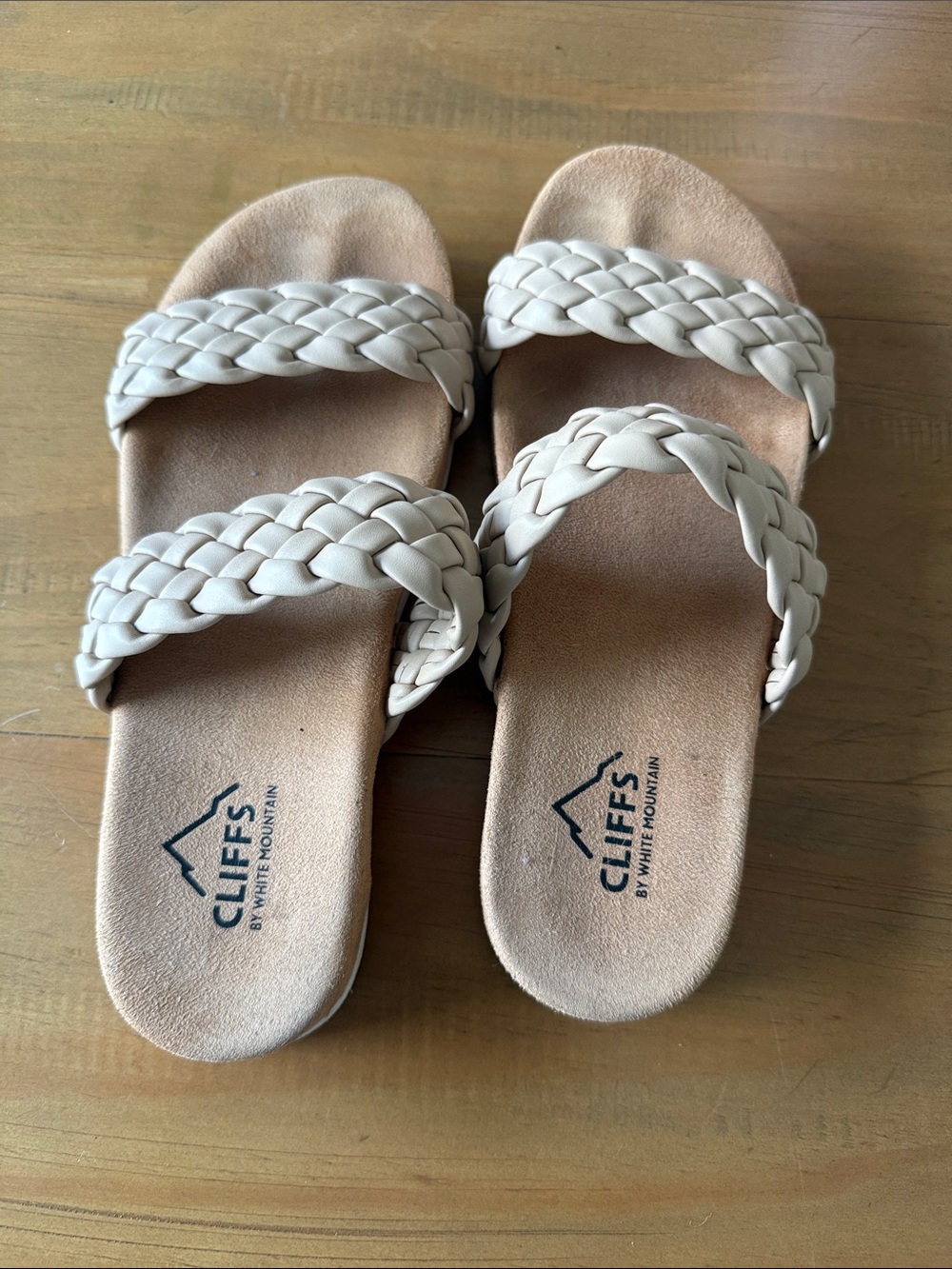 Cliffs by WHITE MOUNTAIN Braided Cream Slide Sandals